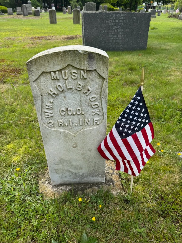 Musician William Holbrook, Company C 2nd RIV, Mt Pleasant Cemetery, Rockland MA (2nd Rhode Island Collection)